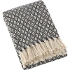Saro Sevan Diamond Weave Soft Cotton Throw In Black;cream
