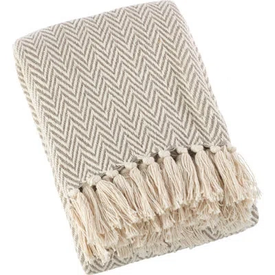 Saro Sevan Soft Cotton Throw In Cream;tan