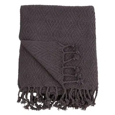 Saro Sevan Tassel Diamond Weave Throw In Gray