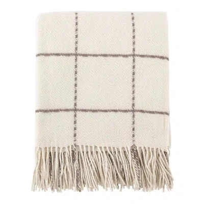Saro Sevan Wool Throw In Ivory