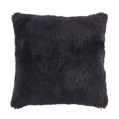 Saro Shearling Collection Sheepskin Pillow Cover In Black
