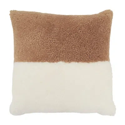 Saro Shearling Collection Sheepskin Pillow Cover In Natural