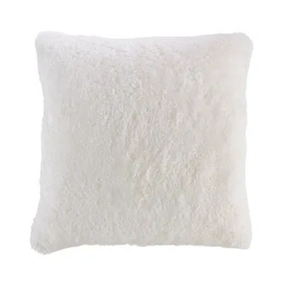 Saro Shearling Collection Sheepskin Throw Pillow In Polyester,ivory