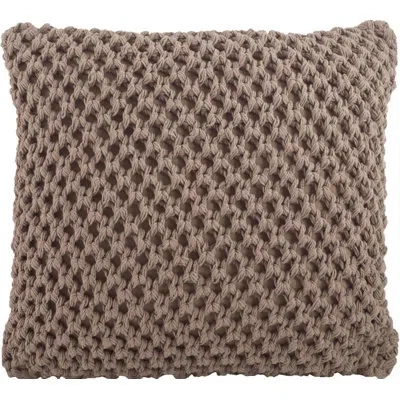 Saro Sheridan Knitted Cotton Throw Pillow In Mocha