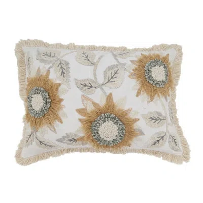 Saro Sherry Collection Cotton Pillow Cover In Green;orange