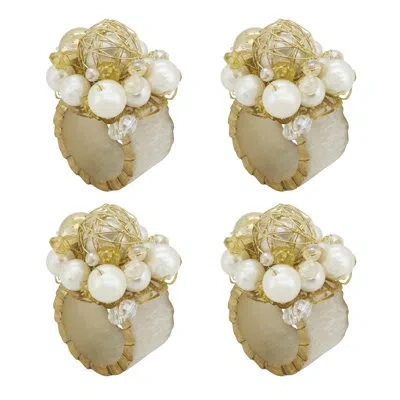 Saro Shimmering Splendor Beaded Napkin Ring (set Of 4) In Gold