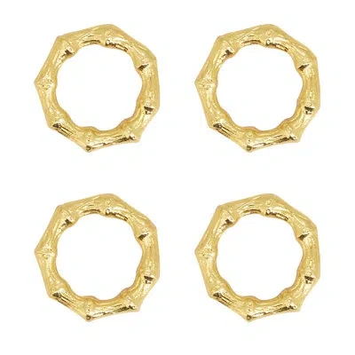 Saro Sleek Aluminum Bamboo Napkin Ring (set Of 4) In Gold