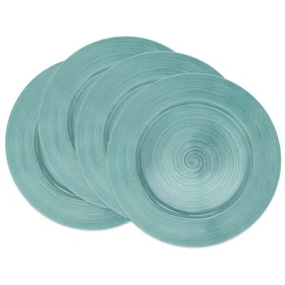 Saro Sleek Modern Ceramic Look Charger Plate (set Of 4) In Aqua