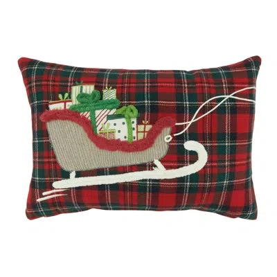 Saro Sleigh Design Plaid Pillow Cover In Pillow Cover Only - No Insert