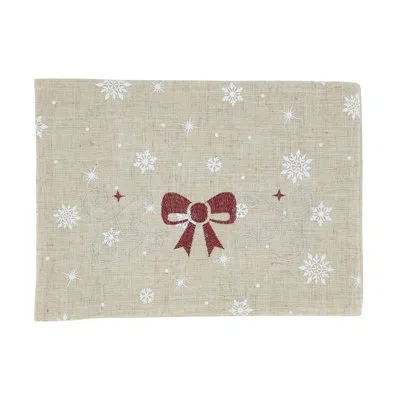 Saro Snowfall Christmas Table Runner In Natural