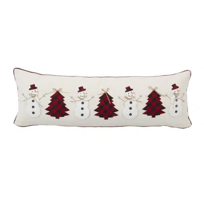 Saro Snowman And Christmas Tree Throw Pillow Cover In Pillow Cover Only - No Insert