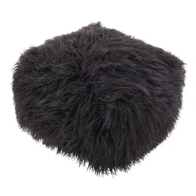Saro Snug Haven Pouf In Black Acrylic