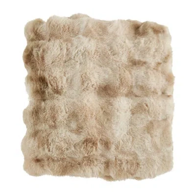 Saro Soft Bubble Faux Fur Throw In Beige