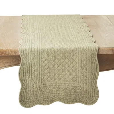 Saro Sophisticated Quilted Table Runner In Green