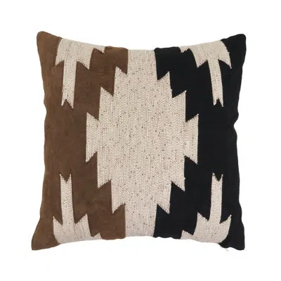 Saro Southwestern Leather Throw Pillow Cover - Rustic Western Throw Pillow Cover With Geometric Leather A In Multi