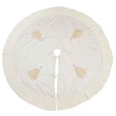 Saro Sparkling Trees Embroidered Tree Skirts In Gold;cream