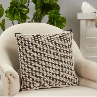 Saro Square Cotton Pillow Cover In Brown