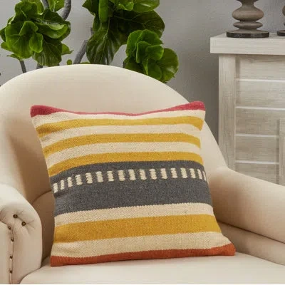 Saro Square Cotton Pillow Cover & Insert In Down Blend