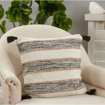 Saro Square Cotton Pillow Cover & Insert In Polyester,polyfill