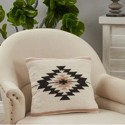 Saro Square Cotton Pillow Cover & Insert In Polyester,polyfill