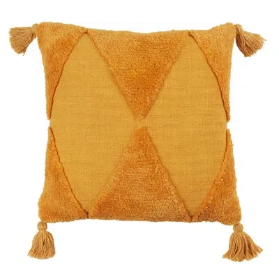 Saro Square Cotton Pillow Cover In Mustard,pillow Cover Only - No Insert