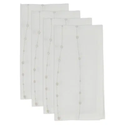 Saro Square Design Napkin In White