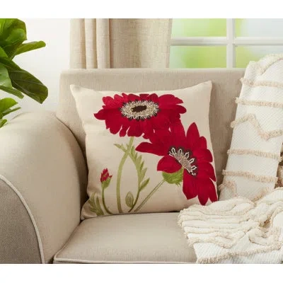 Saro Square Pillow Cover & Insert In Red