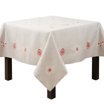 Saro Square_ornaments Design Embroidered Tablecloth In Silver