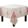 Saro Square_tablecloth With Peppermint Christmas Tree Design In Silver