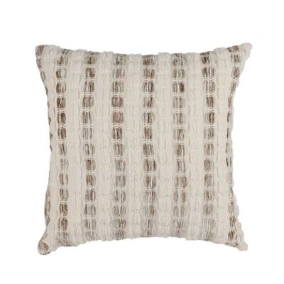 Saro Stripe Textured Throw Pillow Cover - Woven Decorative Cushion Cover For Modern Neutral Home Styling In Brown