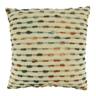 Saro Striped Design Poly-filled Woven Throw Pillow In Down