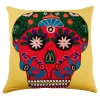 Saro Sugar Skull  Cotton Throw Pillow Cover & Insert In Polyester,polyfill