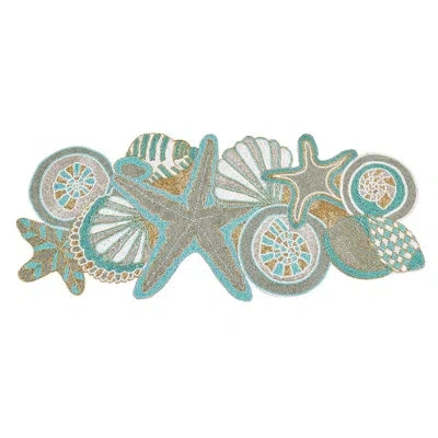 Saro Table Runner With Sea Shell Beaded Design In Multi
