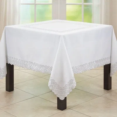 Saro Tablecloth With Braid Embroidery In Silver