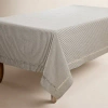 Saro Tablecloth With Stripe Hemstitch Design In Black,white