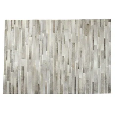 Saro Tappeto Collection Handmade Cowhide Grey Area Rug In Gray