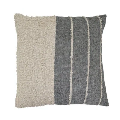 Saro Textured Color Block Throw Pillow Cover - Boucle Stripe Throw Pillow Cover For Organic Modern Farmho In Does Not Apply
