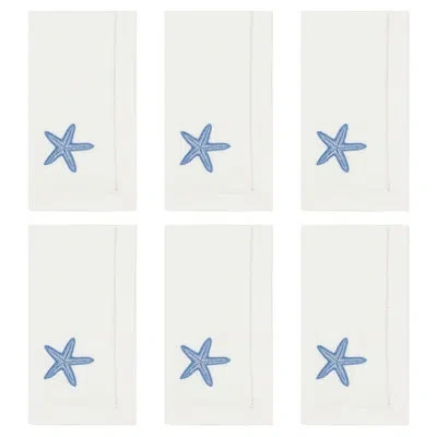 Saro The Broderie 100% Cotton Animals/nature Square Napkin In White