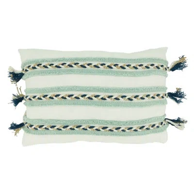 Saro Throw Pillow Cover With Braided Cord Appliqué Design In Pillow Cover Only - No Insert