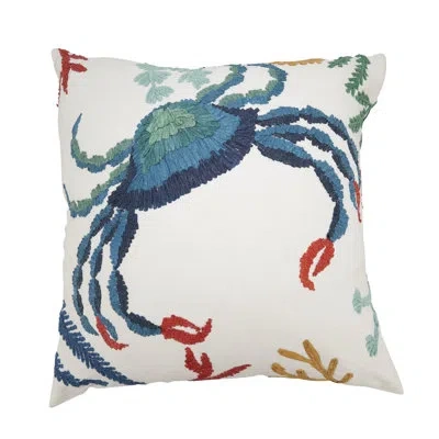 Saro Throw Pillow Cover With Crab Design In Pillow Cover Only - No Insert