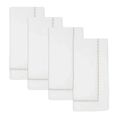 Saro Timeless Chainlink Embroidery Napkin (set Of 4)