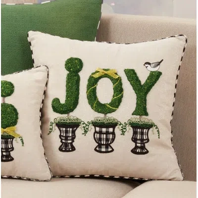 Saro Topiary 'joy' Square Pillow Cover In Pillow Cover Only - No Insert