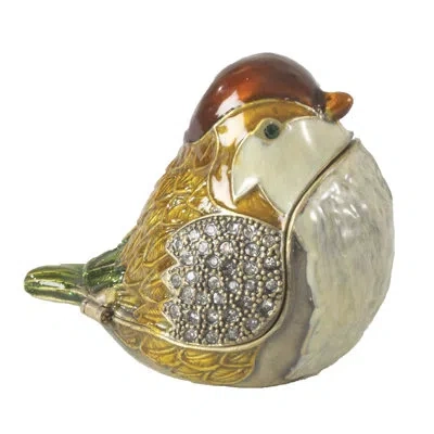 Saro Trinket Box With Bird Design In Gold