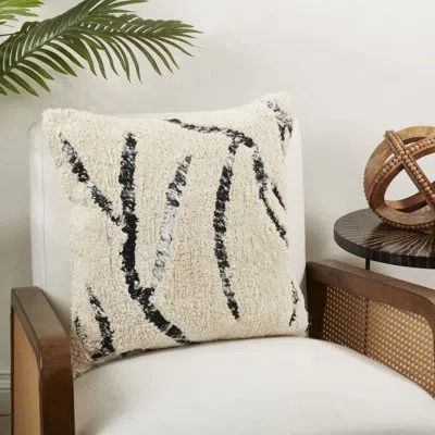 Saro Tufted Symmetry Embroidered Down Filled Throw Pillow