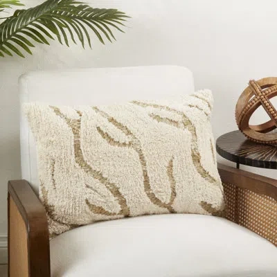 Saro Tufted Symmetry Embroidered Down Filled Throw Pillow