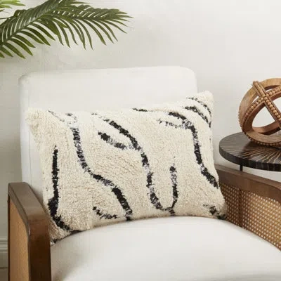 Saro Tufted Symmetry Embroidered Poly Filled Throw Pillow