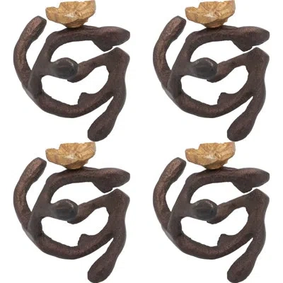 Saro Twigs Napkin Rings In Bronze