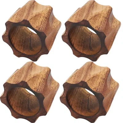 Saro Twisted Napkin Rings In Brown