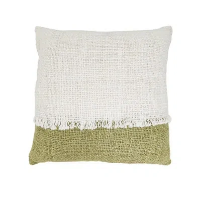 Saro Two-tone Fringe Filled Throw Pillow In Pillow Cover Only - No Insert,green