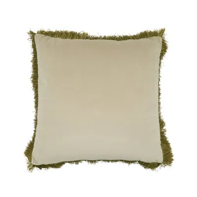 Saro Velvet Fringe Poly Filled Throw Pillow In Pillow Cover Only - No Insert,ivory